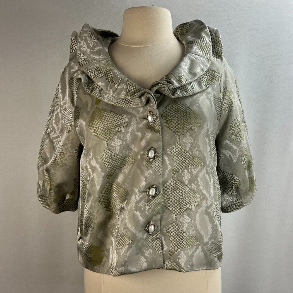 Samuel Dong Reptile Print Cropped Jacket Sz L